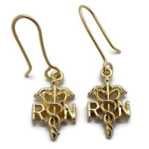 RN Earrings 14k Yellow Gold.